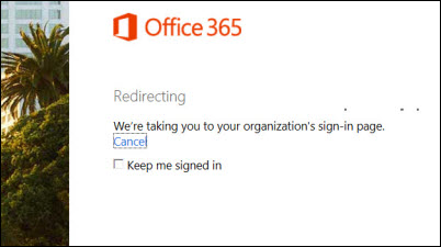 Kuva Office 365-kirjautumispalvelusta