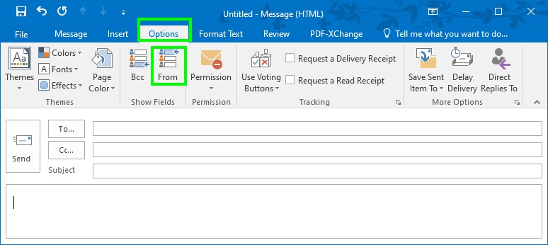 Uusi viesti jaetusta postilaatikosta Outlook 2016:ssa.