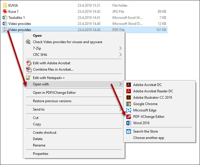 set default program to open pdf files in windows 10